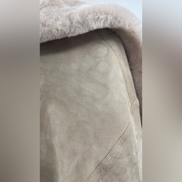 Shoreditch Ski Club Darling Shearling Coat In Natural White - Picture 10 of 10